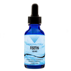 Absonutrix Fisetin 100mg liquid bottle for convenient daily supplementation.