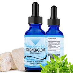 Absonutrix Pregnenolone with L-Theanine bottle ready for quick-absorption daily support.