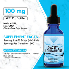 Absonutrix S-Acetyl L-Glutathione bottle pour showing easy mixing with drinks.
