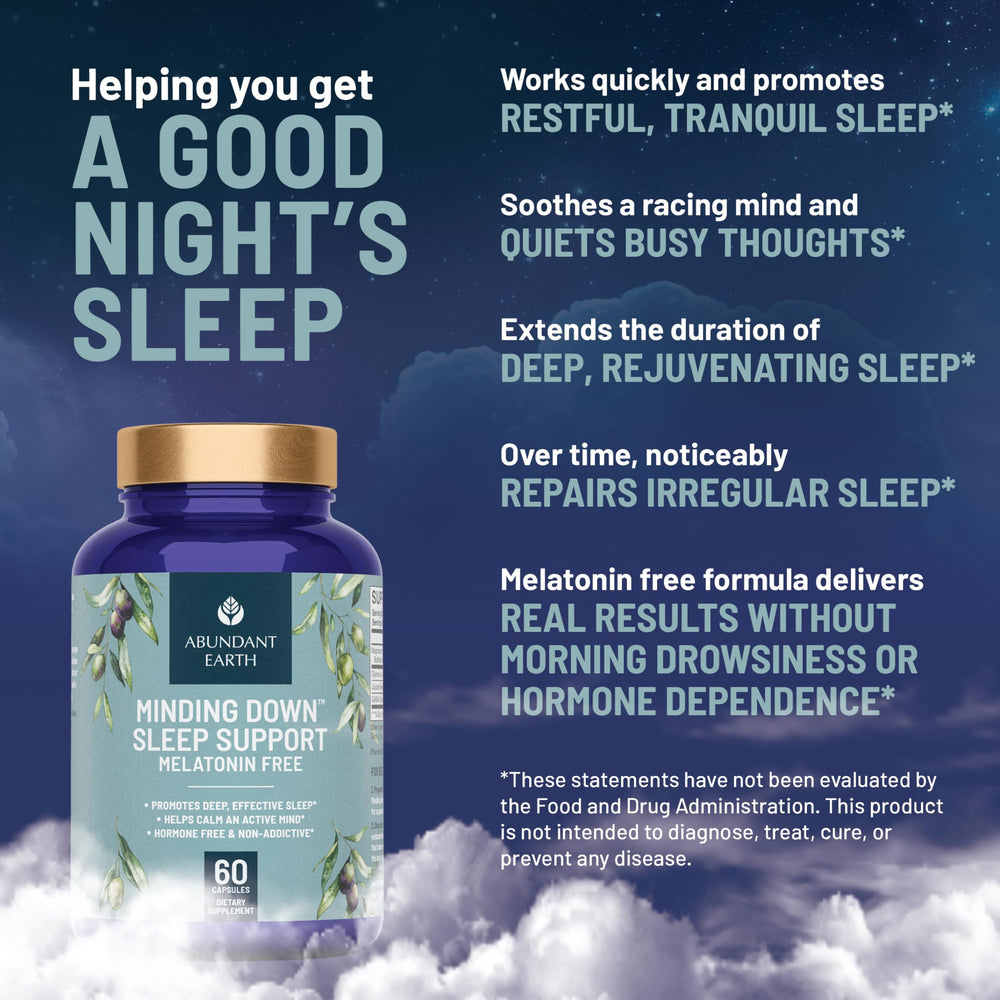 Close view of magnesium, GABA, and glycine ingredients in Abundant Earth sleep aid