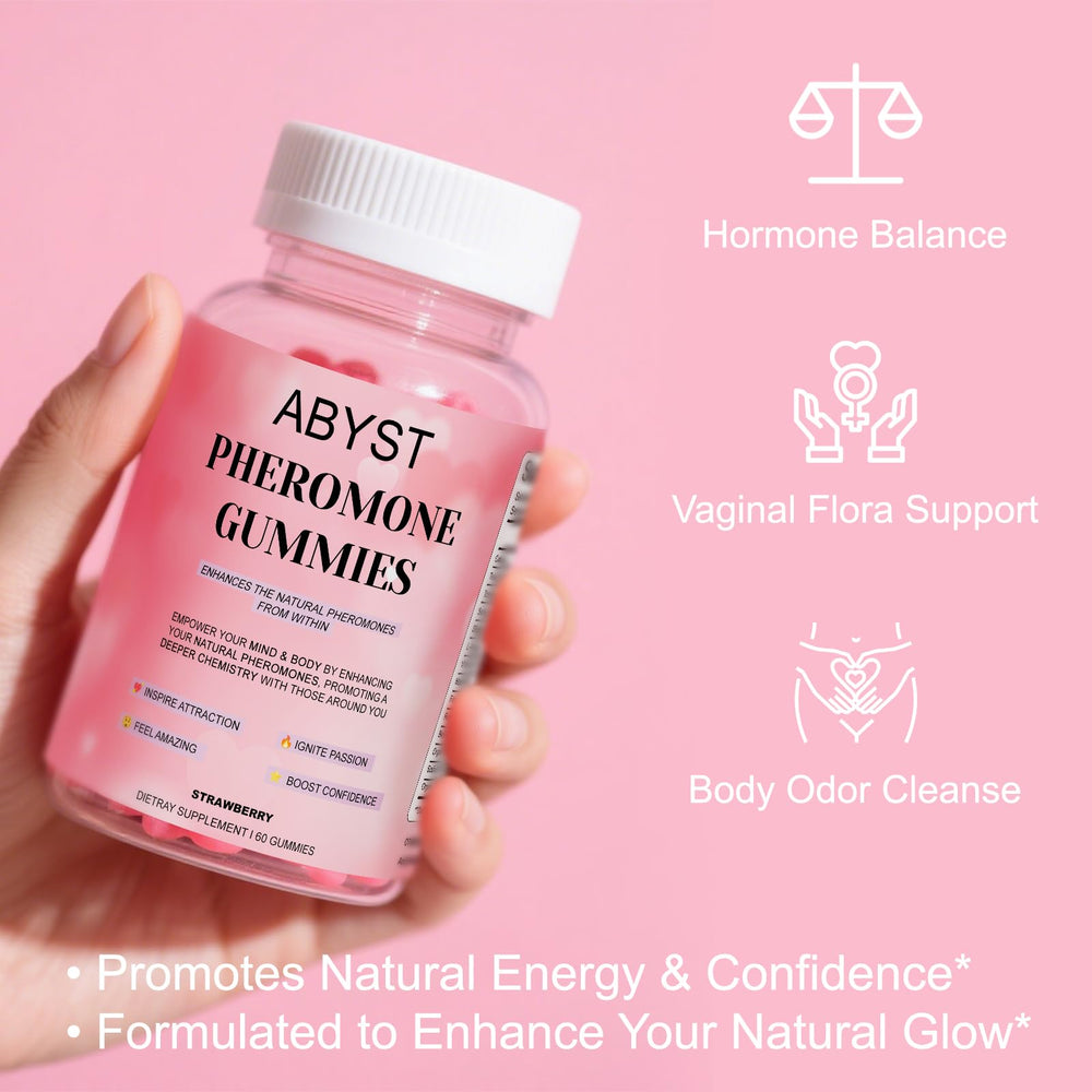 ABYST bottle held during a simple daily self-care routine.