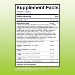 ACADEMICIAN TudCA capsules on display for balance with herbal extracts.