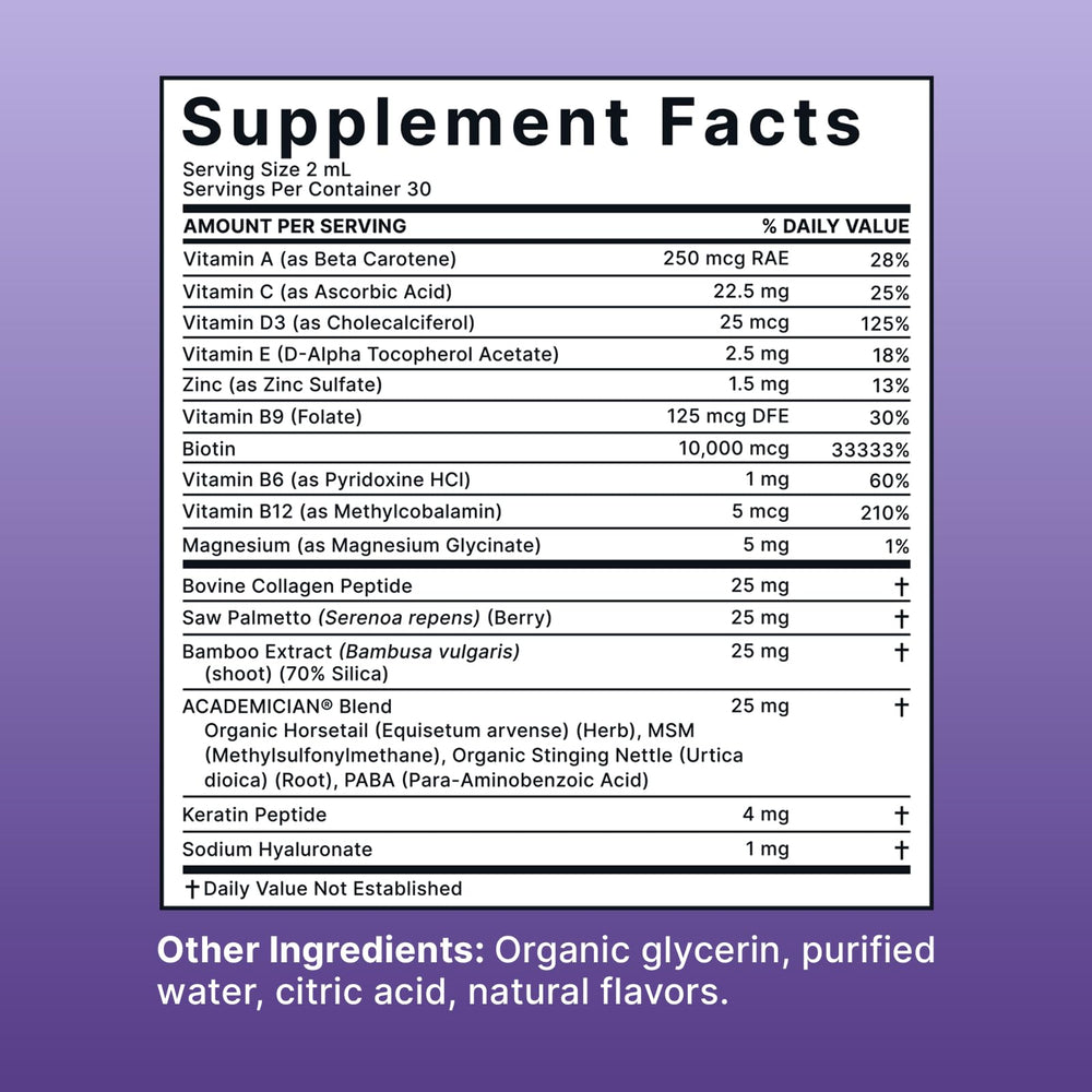 ACADEMICIAN vitamin A drops label focusing on daily vitamin support