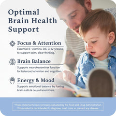 Accentrate Neuro Gummy kids bottle close-up highlights methylfolate and B vitamins for brain nutrition