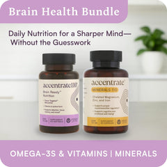Accentrate110 desk scene suggests a daily supplement routine.