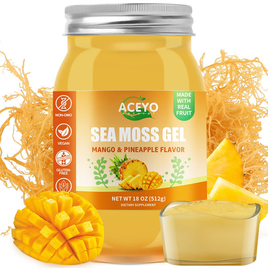 ACEYO Irish Sea Moss Gel mango pineapple jar ideal for smoothies and daily nutrients