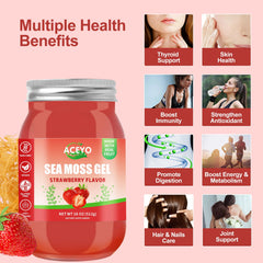 Texture closeup of ACEYO sea moss gel with strawberry flavor
