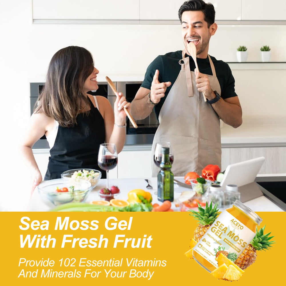 ACEYO Sea Moss Gel ready to blend into smoothies and teas for family dinners
