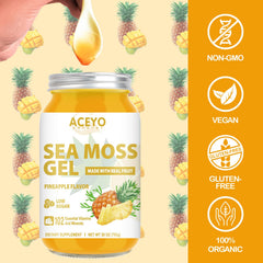 ACEYO Wild harvested sea moss gel container, gluten-free and non-GMO