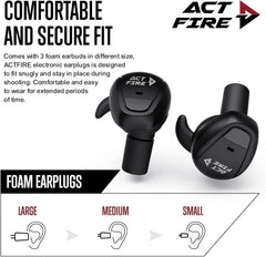 ACT FIRES includes three ear tip sizes, detachable lanyard, and USB cable.