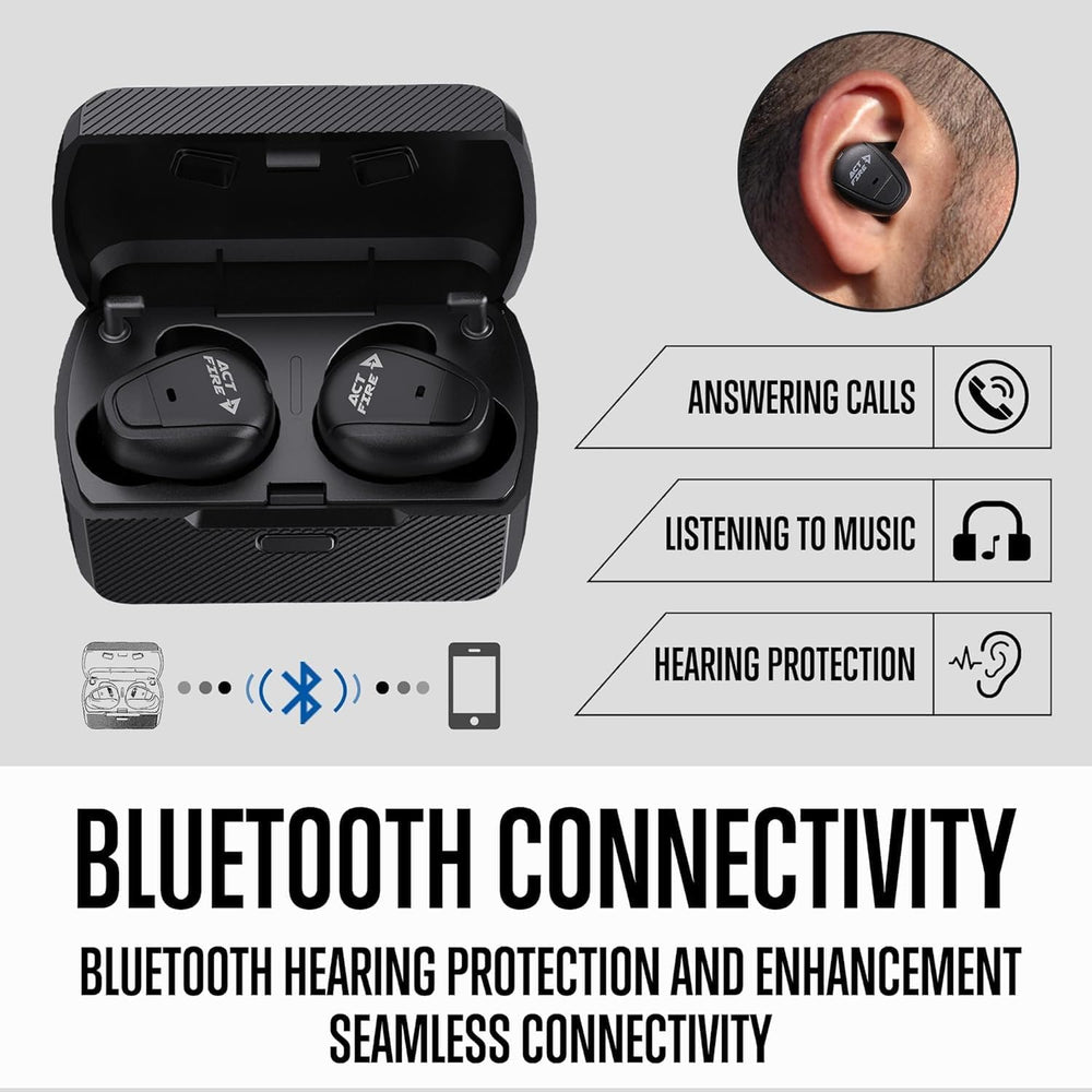 ACT FIRES in-ear earbuds provide comfortable fit with secure seal for long sessions.