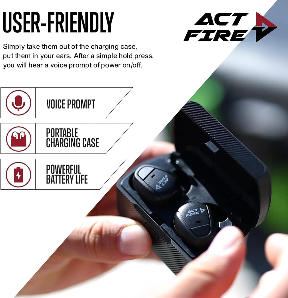 ACT FIRES detachable lanyard and charger keep ears portable.