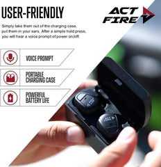 ACT FIRES detachable lanyard and charger keep ears portable.