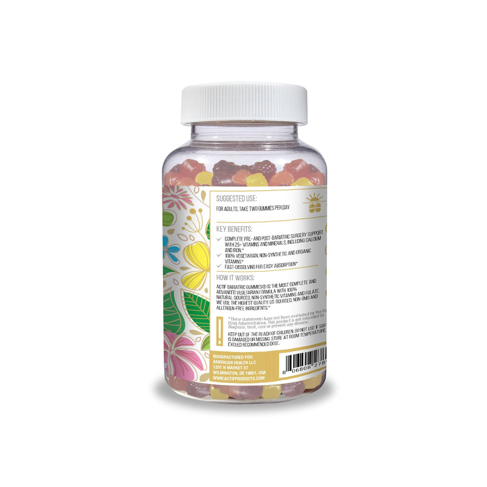 ACTIF Bariatric Gummies on a spoon illustrating easy daily dosing for convenient use.
