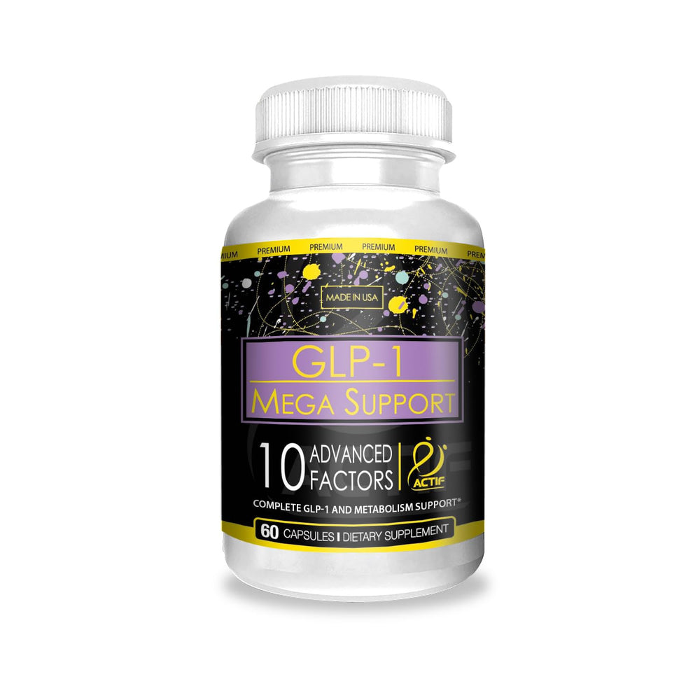 ACTIF GLP-1 Mega Support bottle front showing label for energy and metabolism support