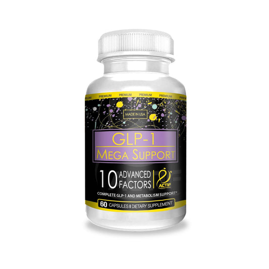 ACTIF GLP-1 Mega Support bottle front showing label for energy and metabolism support