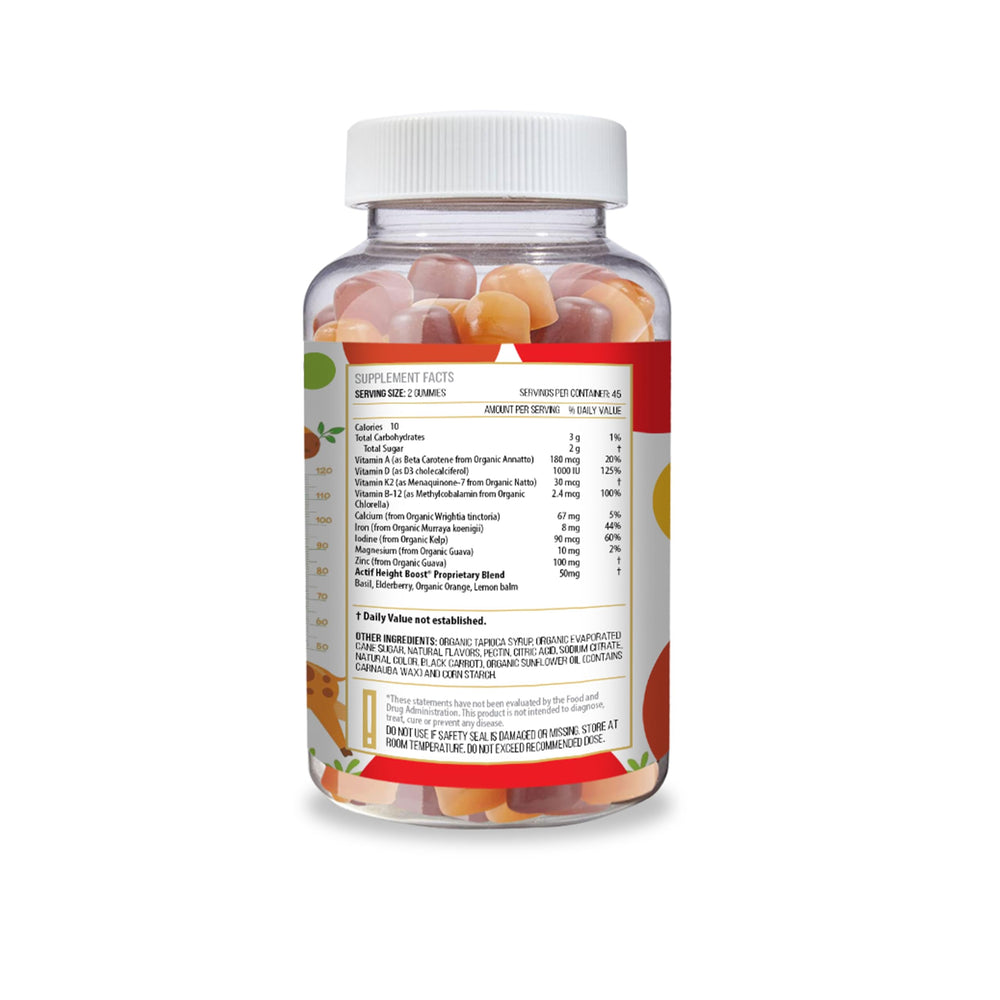 ACTIF Height ingredients panel highlights vitamin and mineral blend.