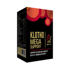 ACTIF Klotho Mega packaging with insert explaining 20+ factors.
