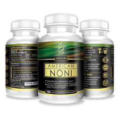 Actif Organic Noni certifications close-up showing non-GMO and gluten-free status
