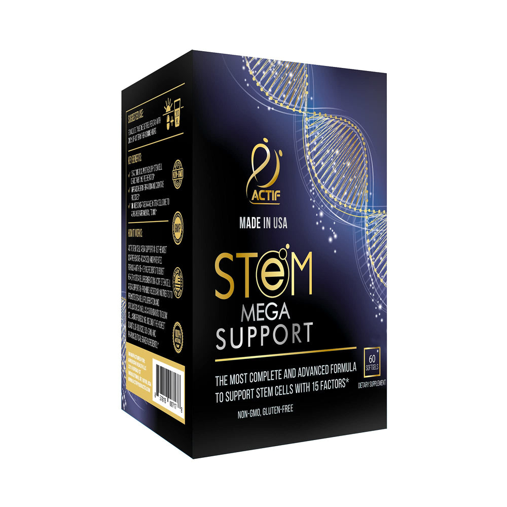 ACTIF Stem Cell Mega Support bottle front promotes daily wellness.