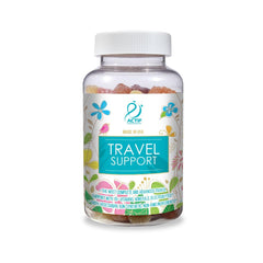 ACTIF Travel Mega Support bottle pour showing berry gummies for travel hydration
