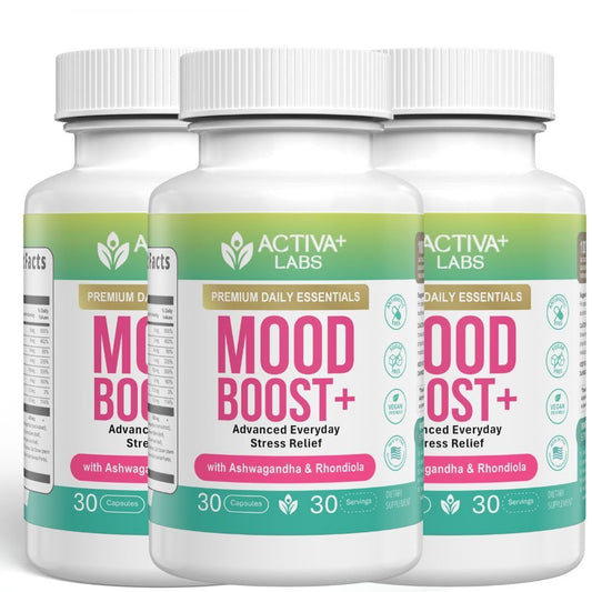 Activa Labs Mood Boost bottle front promoting balanced mood support for daily resilience