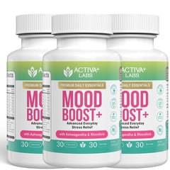 Activa Labs Mood Boost bottle front promoting balanced mood support for daily resilience