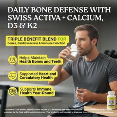 Activa Labs Vitamin D3 & K2 capsules row emphasizes triple-action daily wellness.