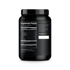 Active Stacks Beef Protein Isolate shake glass, chocolate flavor, ideal meal replacement.