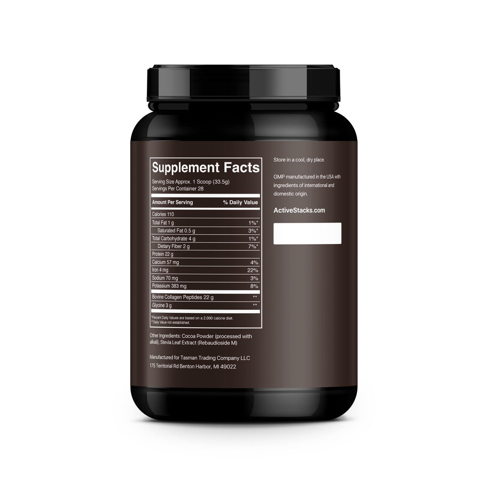 Active Stacks collagen peptides chocolate yogurt bowl mix for dessert-like protein