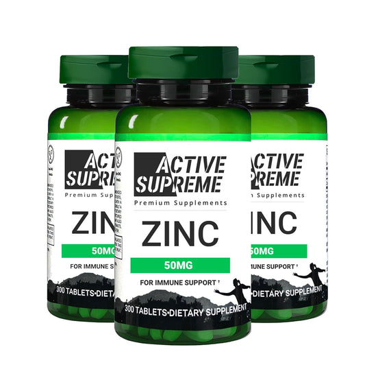 Active Supreme Zinc Citrate 50 mg bottle front promotes immune support and daily vitality