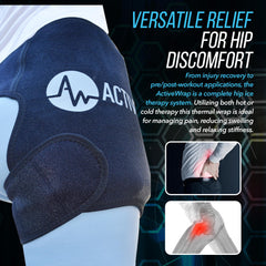 ActiveWrap hip wrap shown for right or left hip coverage while active.