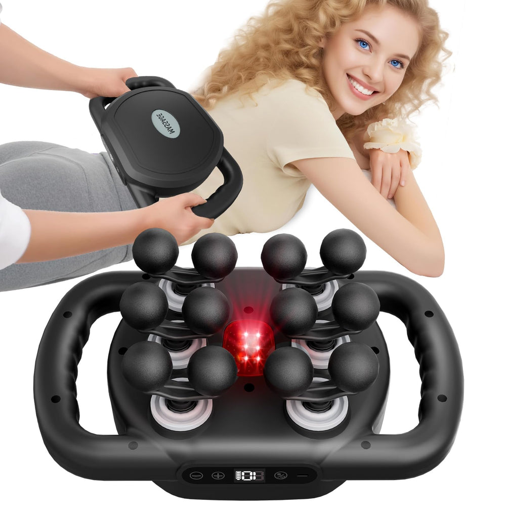AdamPark 12-head deep tissue massager gun with targeted attachment for full-body relief