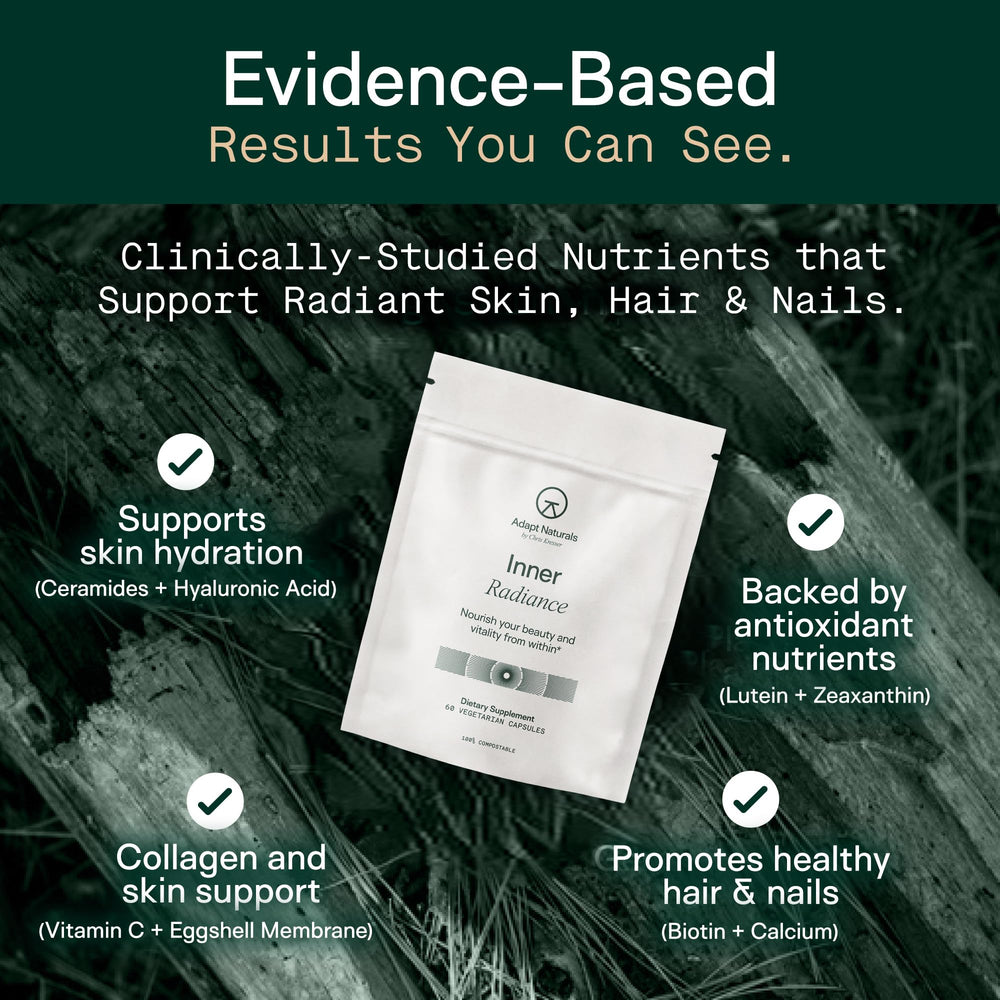 Adapt Naturals Inner Radiance rice ceramides capsule shows skin barrier benefits