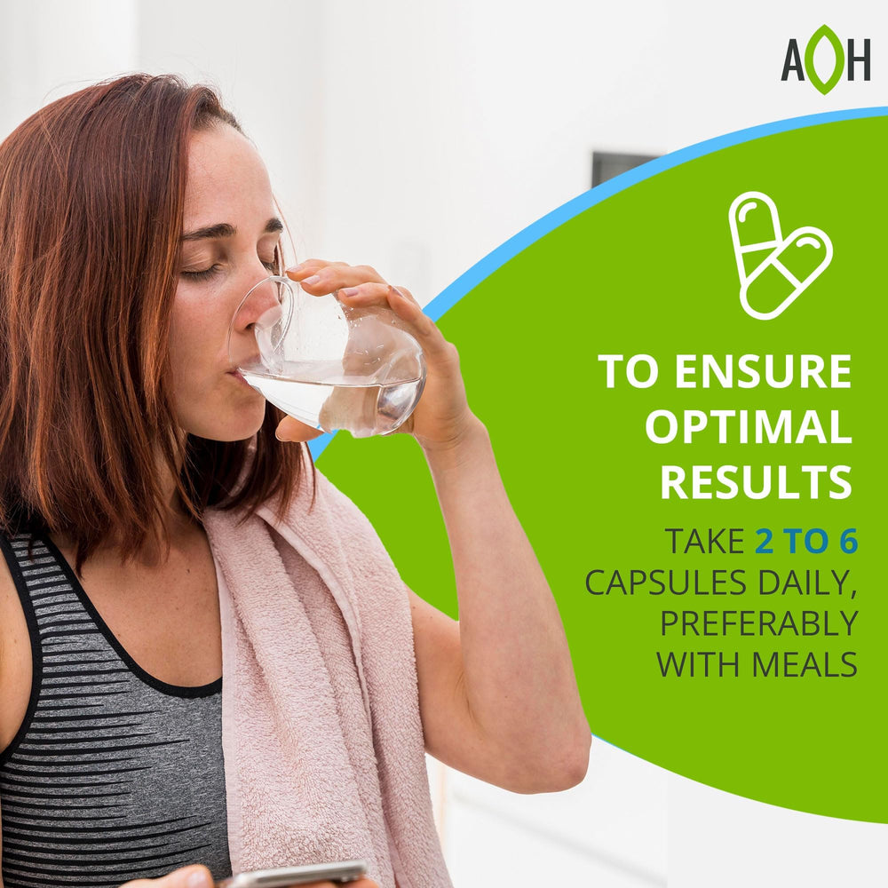 ADAPTOHEAL Immodulator daily-use scene with capsules and water.