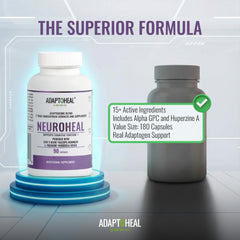 ADAPTOHEAL NeuroHeal dosage card highlighting 1,500 mg per serving.