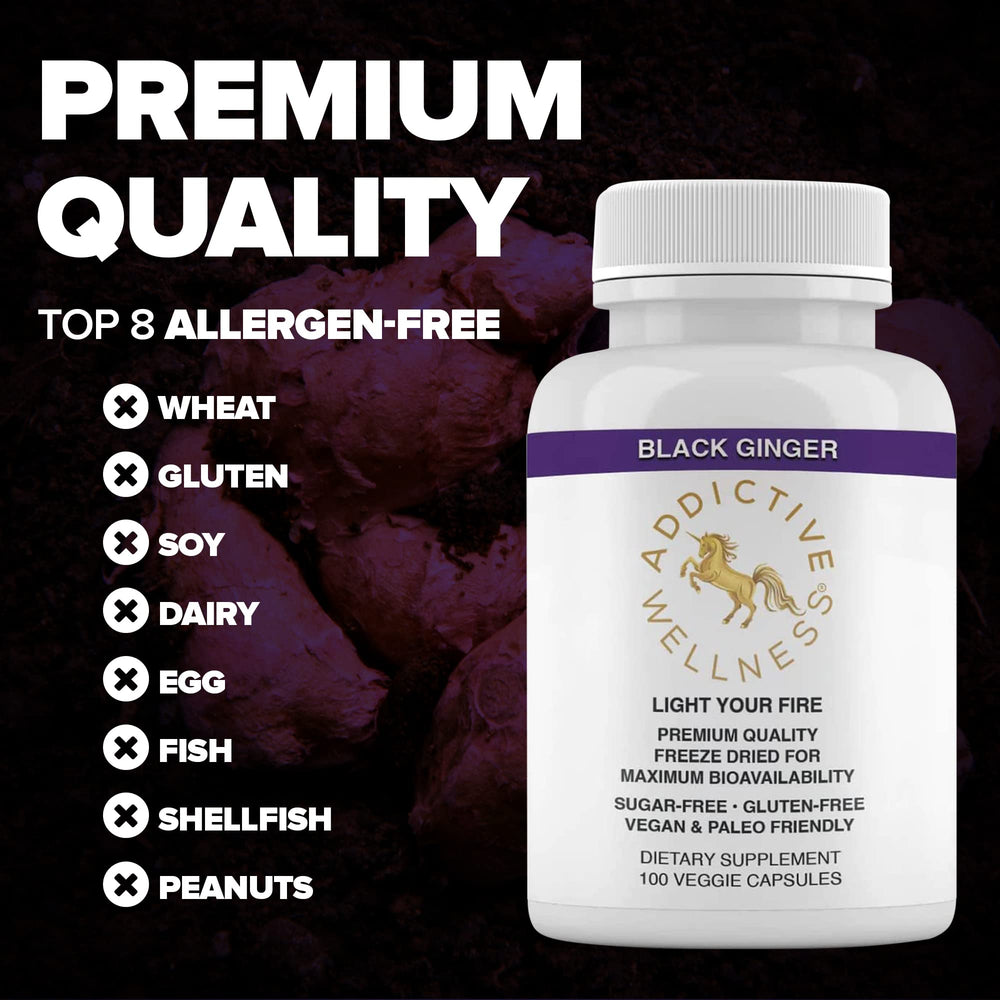 Addictive Wellness Ginger root visual connects to natural traditional origins.