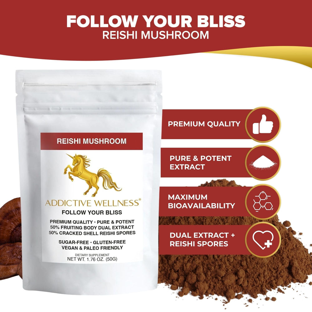 Fine reishi powder on a spoon; blends smoothly into drinks.