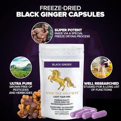 Addictive Wellness Thai Black Ginger extract tablets emphasizing natural herbal tradition