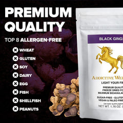 Addictive Wellness Thai Black Ginger packaging on shelf, easy to store.
