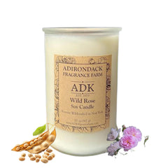 ADK Wild Rose Candle in a glass jar for refined home fragrance.