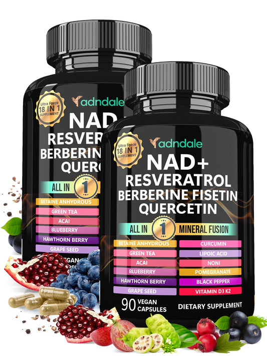 Adndale Liposomal NAD bottle front view suggesting energy metabolism support
