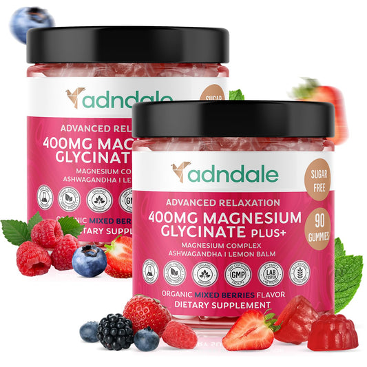 Adndale Magnesium Glycinate Gummies packaging shown for daily relaxation use