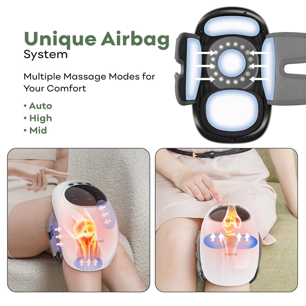 adomii cordless knee massager with airbags for adjustable compression on the go