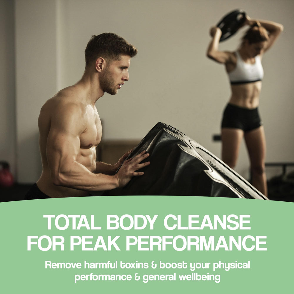 Advanced Detox Solutions Immediate Cleanser bottle and scoop illustrating dosage for easy use.