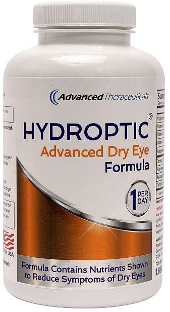 Hydroptic bottle from Advanced Theraceuticals showing compact daily eye nutrition.
