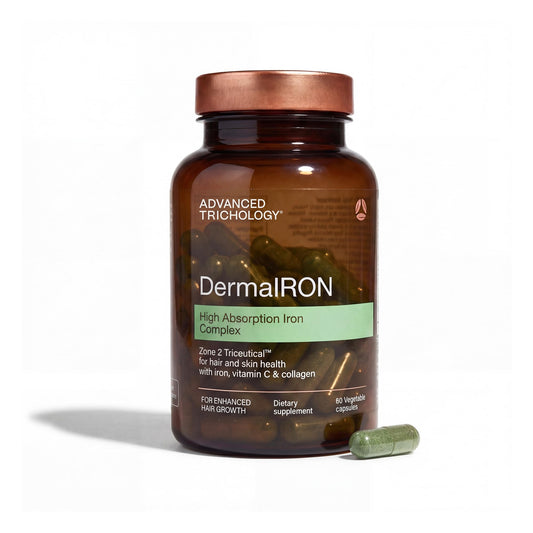 Advanced Trichology DermaIRON bottle front for hair wellness support