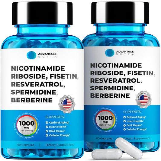 AdvantageNutra liposomal NR bottle for easy daily NAD+ support and convenient dosing.