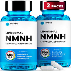 AdvantageNutra Liposomal NMNH 500mg bottle for daily NAD+ support.