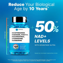 AdvantageNutra NR label close-up highlighting premium ingredients and formulation quality.